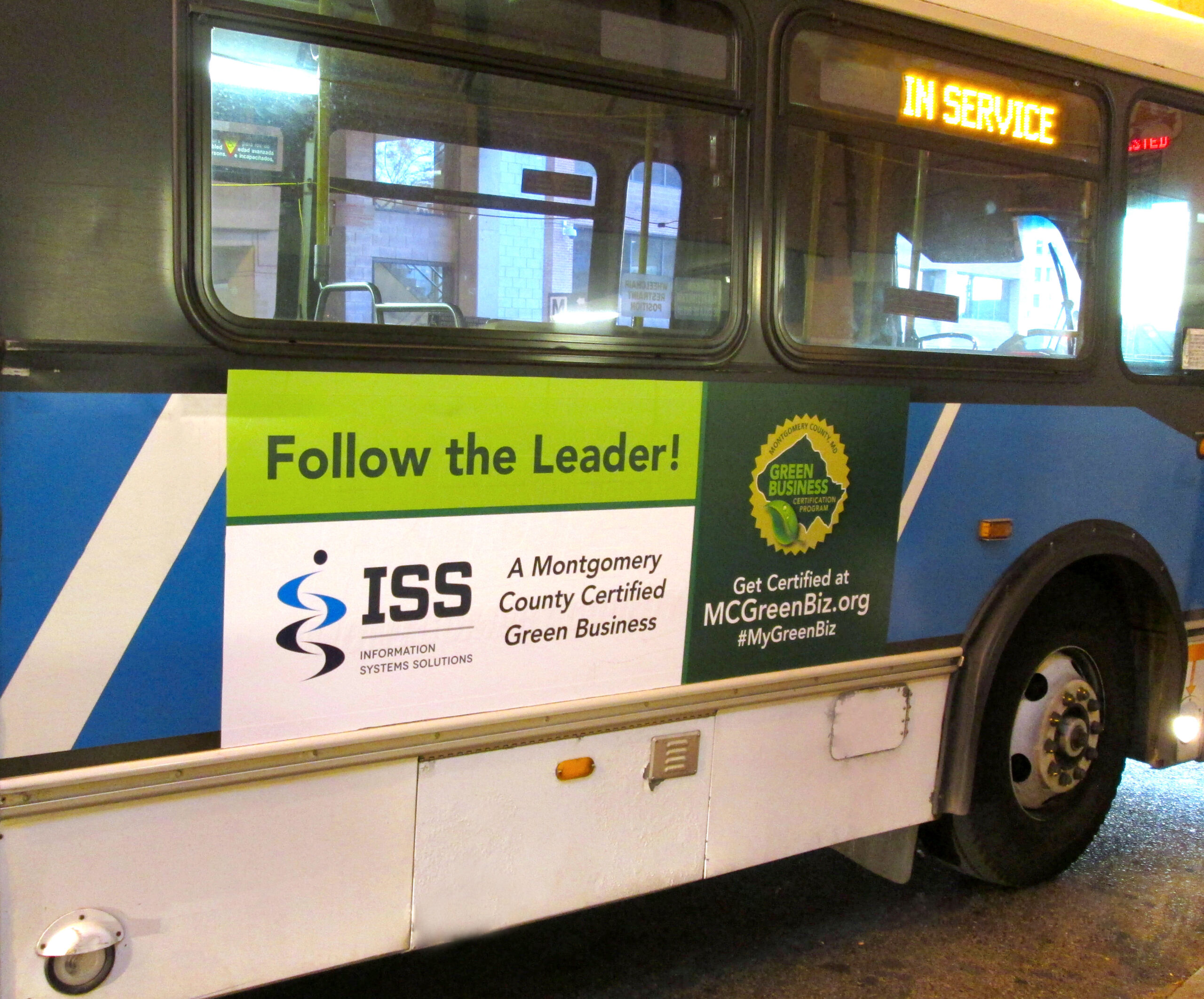 ISS Featured on Montgomery County Ride-On Bus as a Green Cerrified Business